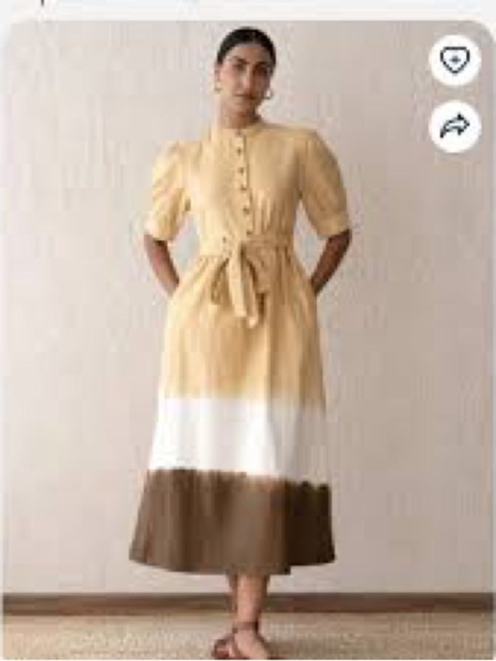 Banjanan Daffodil
Cream,White & Brown
Hand Dipped A-Line Midi Dress In M